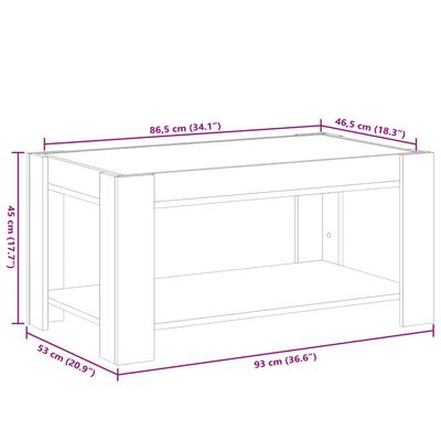 vidaXL Konferenčný stolík s LED sivý sonoma 93x53x45cm kompozit. drevo