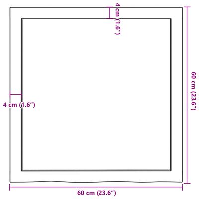 vidaXL Kúpeľňová doska bledohnedá 60x60x(2-4) cm ošetrený masív