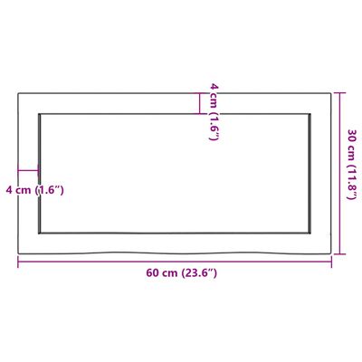 vidaXL Kúpeľňová doska bledohnedá 60x30x(2-4) cm ošetrený masív