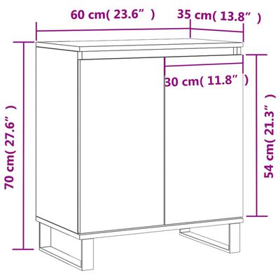 vidaXL Komoda vysoký lesk biela 60x35x70 cm spracované drevo