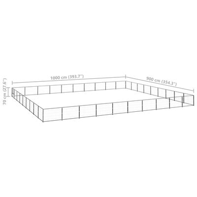 vidaXL Koterec pre psov čierny 90 m² oceľ