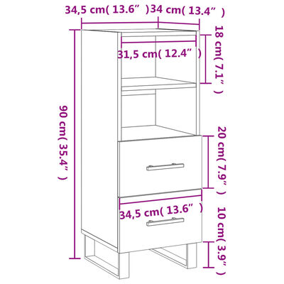 vidaXL Komoda čierna 34,5x34x90 cm spracované drevo