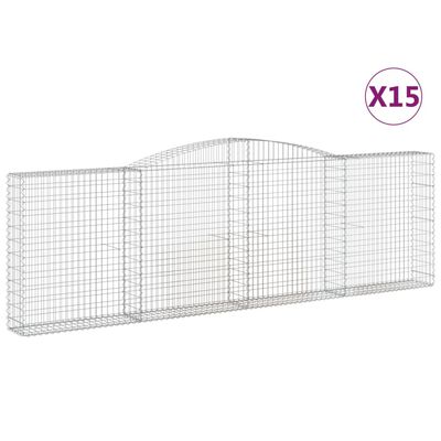 vidaXL Oblúkové gabionové koše 15 ks 400x30x120/140 cm pozink. železo