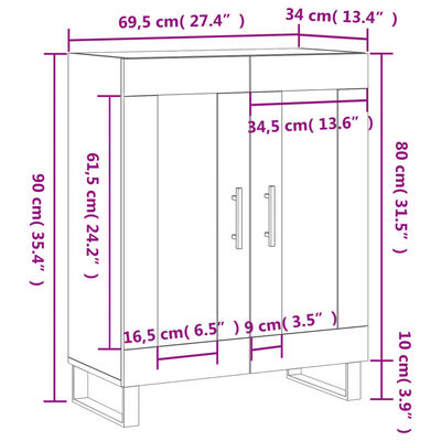 vidaXL Komoda lesklá biela 69,5x34x90 cm spracované drevo