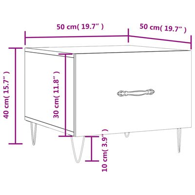 vidaXL Konferenčný stolík hnedý dub 50x50x40 cm spracované drevo