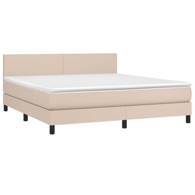 vidaXL Boxspring posteľ s matracom kapučínová 180x200 cm umelá koža