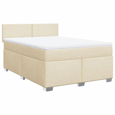 vidaXL Posteľný rám boxspring s matracom krémový 160x200 cm látka