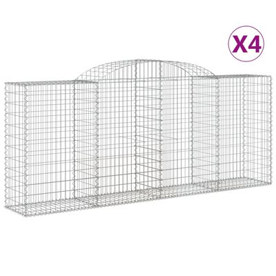 vidaXL Oblúkové gabionové koše 4 ks 300x50x120/140 cm pozink. železo