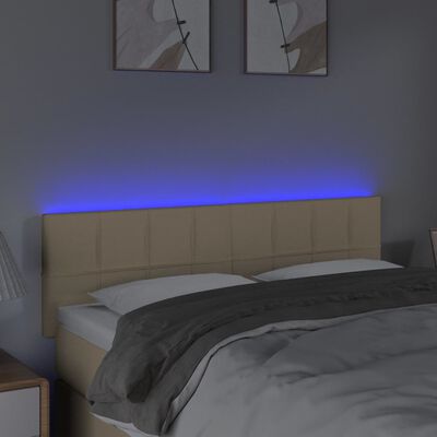 vidaXL Čelo postele s LED krémové 144x5x78/88 cm látka