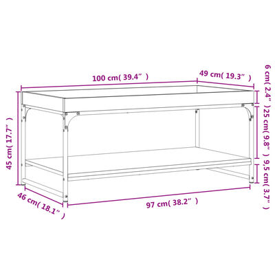 vidaXL Konferenčný stolík dymový dub 100x49x45 cm kompozitné drevo