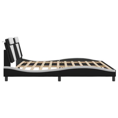 vidaXL Rám postele s LED svetlami čierny a biely 200x200 cm umelá koža