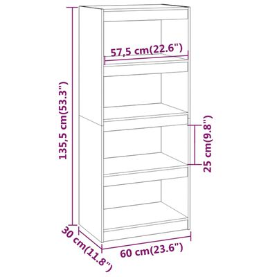 vidaXL Knižnica/deliaca stena biela 60x30x135,5 cm masívna borovica