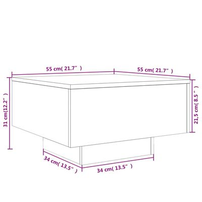 vidaXL Konferenčný stolík s LED svetlami dymový dub 55x55x31 cm