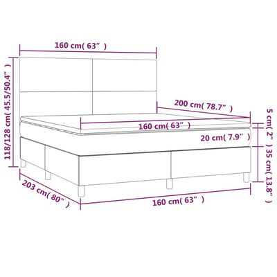 vidaXL Boxspring posteľ s matracom a LED biela 160x200 cm umelá koža