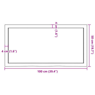 vidaXL Stolová doska 100x50x(2-6) cm neošetrený dubový masív