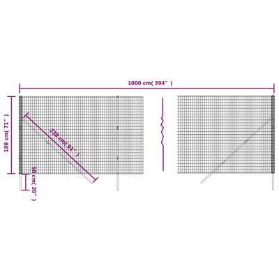 vidaXL Drôtený plot zelený 1,8x10 m pozinkovaná oceľ