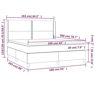 vidaXL Boxspring posteľ s matracom a LED sivá 160x200 cm umelá koža