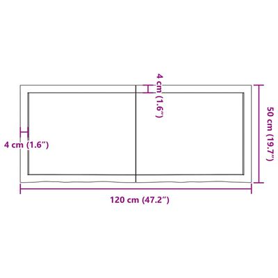 vidaXL Stolová doska 120x50x(2-4) cm neošetrený dubový masív