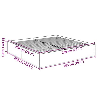 vidaXL Posteľný rám dymový dub 200x200 cm kompozitné drevo