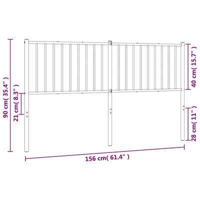 vidaXL Kovové čelo postele, biele 150cm