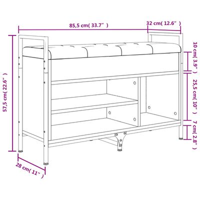 vidaXL Lavička na topánky dub sonoma 85,5x32x57,5 cm kompozitné drevo