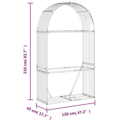 vidaXL Držiak na polená antracitový 120x45x210 cm pozinkovaná oceľ