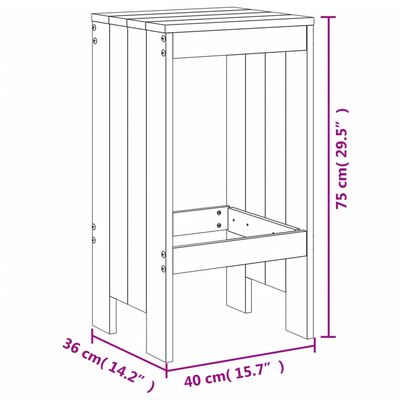 vidaXL Barové stoličky 2 ks medovohnedé 40x36x75 cm masívna borovica