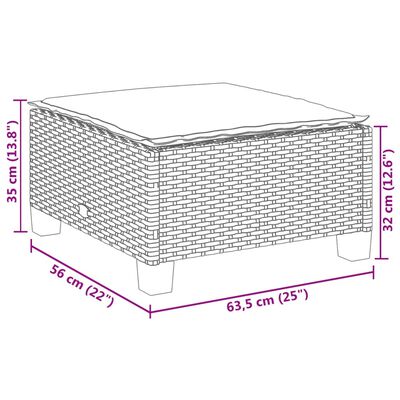 vidaXL Záhradná taburetka s vankúšom sivá 63,5x56x32 cm polyratan