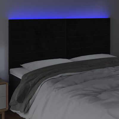 vidaXL Čelo postele s LED čierne 160x5x118/128 cm zamat