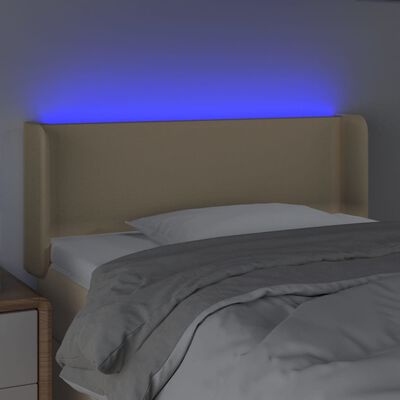 vidaXL Čelo postele s LED krémové 93x16x78/88 cm látka