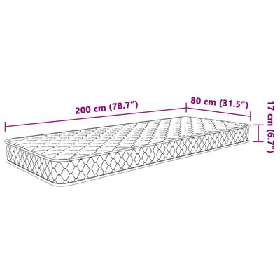 vidaXL Matrac s pamäťovou penou, biely 80x200x17 cm