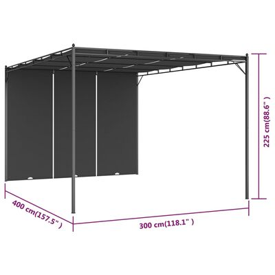 vidaXL Záhradný altánok s bočným závesom antracitový 4x3x2,25 m