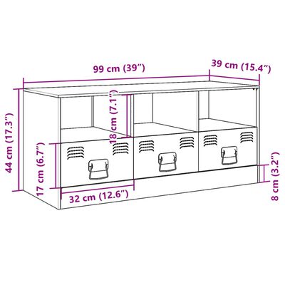 vidaXL TV skrinka biela 99x39x44 cm oceľ