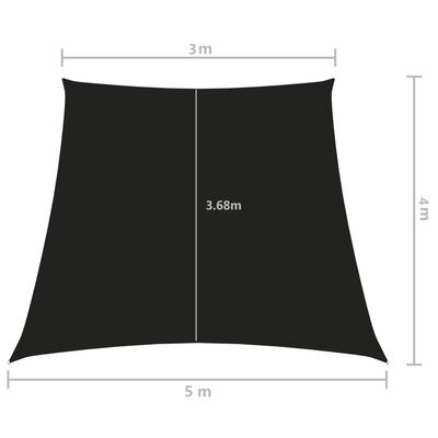 vidaXL Tieniaca plachta, oxford, lichobežníková 3/5x4 m, čierna