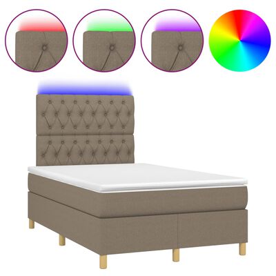 vidaXL Boxspring posteľ s matracom a LED sivohnedá 120x190 cm látka