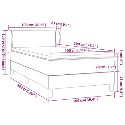 vidaXL Posteľný rám boxsping s matracom ružový 100x200 cm zamat