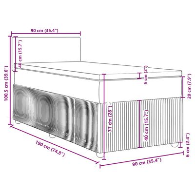 vidaXL Posteľný rám boxspring s matracom čierny 90x190 cm zamat