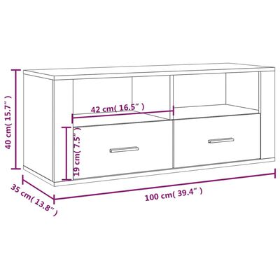 vidaXL TV skrinka sivý dub sonoma 100x35x40 cm spracované drevo