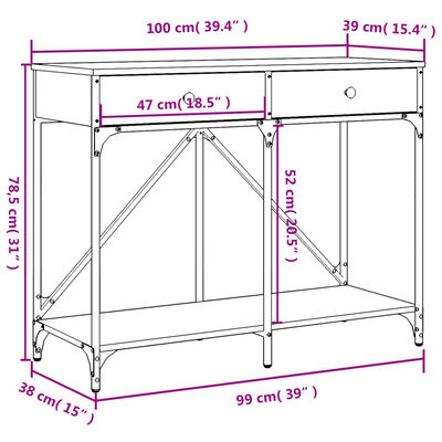 vidaXL Konzolový stolík hnedý dub 100x39x78,5 cm kompozitné drevo