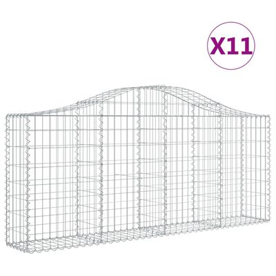 vidaXL Oblúkové gabionové koše 11ks 200x30x80/100cm pozinkované železo