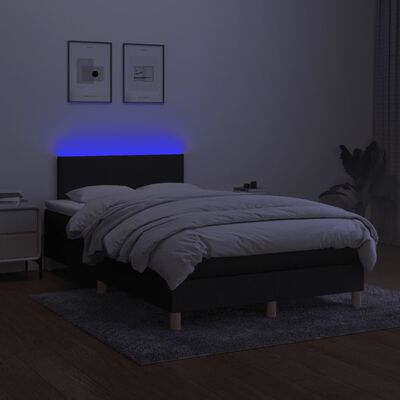 vidaXL Boxspring posteľ s matracom a LED, čierna 120x190 cm, látka