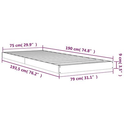 vidaXL Posteľný rám medový 75x190 cm borovicový masív malé jednolôžko