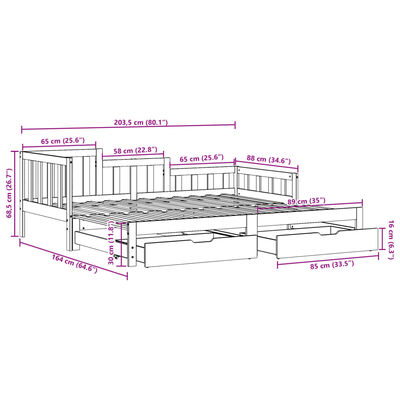 vidaXL Vysúvacia denná posteľ zásuvky biela 80x200 cm masívna borovica