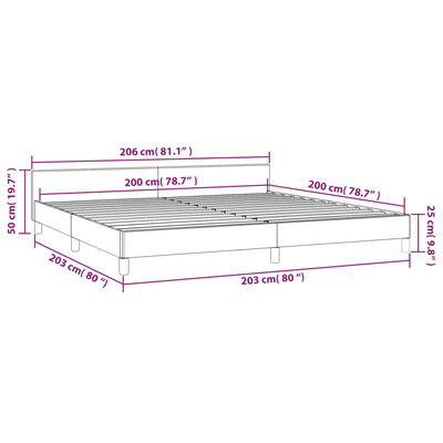 vidaXL Posteľ bez matraca tmavosivá 200x200 cm látka