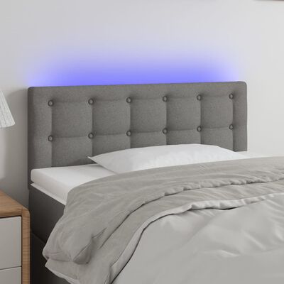 vidaXL Čelo postele s LED tmavosivé 90x5x78/88 cm látka