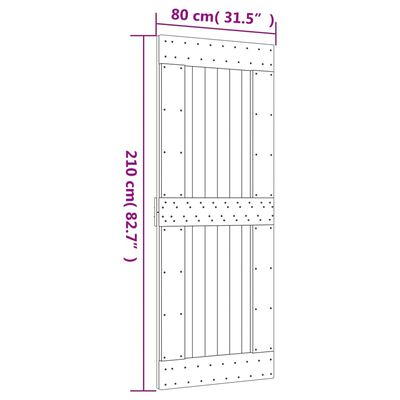 vidaXL Posuvné dvere so sadou kovania 80x210 cm borovicový masív