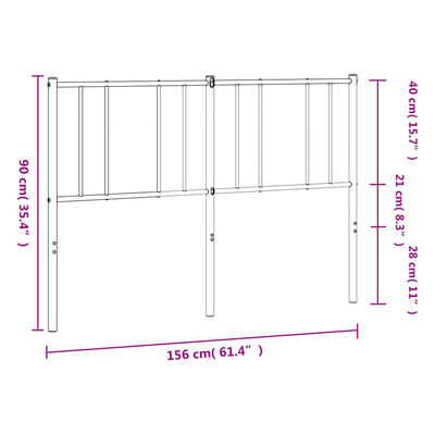 vidaXL Kovové čelo postele, biele 150cm