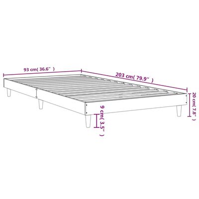 vidaXL Posteľný rám hnedý dub 90x200 cm borovicový masív