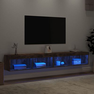 vidaXL TV skrinky s LED svetlami 2 ks dymový dub 100x30x30 cm