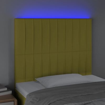 vidaXL Čelo postele s LED zelené 100x5x118/128 cm látka